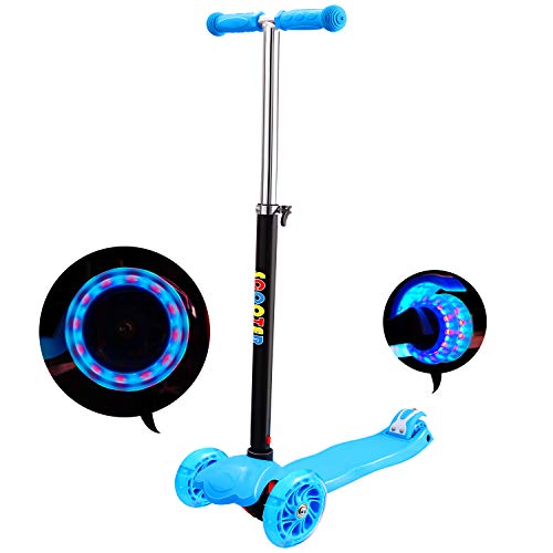 IMMEK Patinete de 3 Ruedas Scooter con Led Luces Manillar Altura Ajustable 60cm-83cm, Niños Adjustable Handles & Lightweight Construction