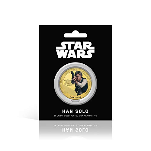 IMPACTO COLECCIONABLES Star Wars Trilogía Original Episodios IV - Vi - Han Solo - Moneda / Medalla Conmemorativa acuñada con baño en Oro 24 Quilates y Coloreada a 4 Colores - 44mm