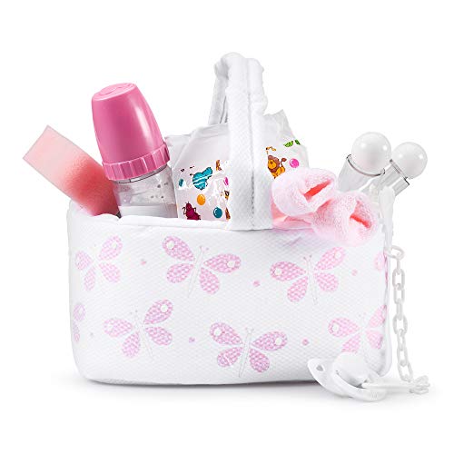 Muñecas Arias - Canastilla Elegance Rosa para Muñeca con Biberón Mágico, Patucos ,Chupete, Pañal, Bote para Gel, Bote para Champú y Esponja (ARI5017), surtido: colores aleatorios Muñecas Arias - Canastilla Elegance Rosa para Muñeca con Biberón Mágico, Patucos ,Chupete, Pañal, Bote para Gel, Bote para Champú y Esponja (ARI5017), surtido: colores aleatorios