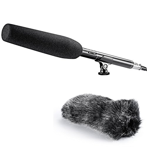 Neewer 36cm Uni-Directional PRO Micrófono de Condensador Escopeta Mono con Parabrisas Muff peludo para Canon Nikon Sony Videocámara, Cámaras DSLR