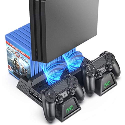 OIVO Soporte Vertical con Ventilador de Refrigeración para PS4/PS4 Pro/PS4 Slim, Estación de Carga del Controlador con Indicadores LED y Almacenamiento para 12 Juegos OIVO Soporte Vertical con Ventilador de Refrigeración para PS4/PS4 Pro/PS4 Slim, Estación de Carga del Controlador con Indicadores LED y Almacenamiento para 12 Juegos