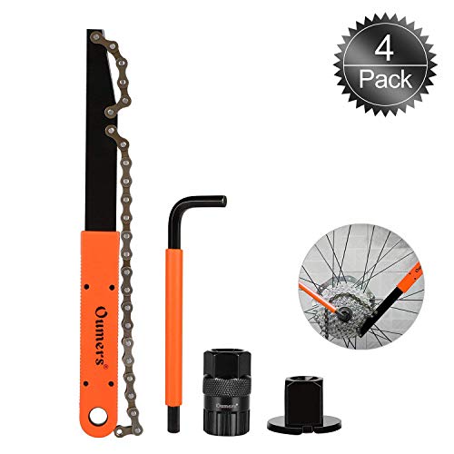 Oumers Herramienta de eliminación de Cassette de Bicicleta con látigo de Cadena Llave de la Bici Herramientas de extracción de piñones Anillo de Bloqueo de Cassette de Bicicleta Oumers Herramienta de eliminación de Cassette de Bicicleta con látigo de Cadena Llave de la Bici Herramientas de extracción de piñones Anillo de Bloqueo de Cassette de Bicicleta