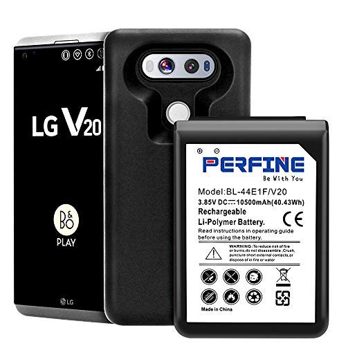 Perfine LG V20 Batería 10500mAh Repuesto para LG V20 bl-44e1f F800l H910 H915 H990 LS997 US996 VS995 Batería Ampliada con Completo Borde Protección de TPU Carcasa + [Garantía de 180 Días]