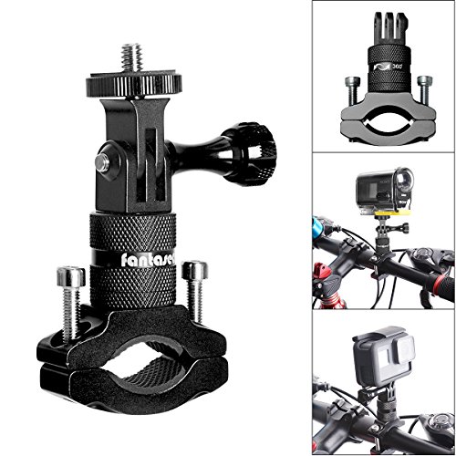 Soporte de cámara de acción para bicicleta, adaptador de manillar de aluminio giratorio de 360 grados para GoPro Hero 7/6/5/4/3+/3 Sony Action Cam y otros soportes de cámara deportiva para bicicleta