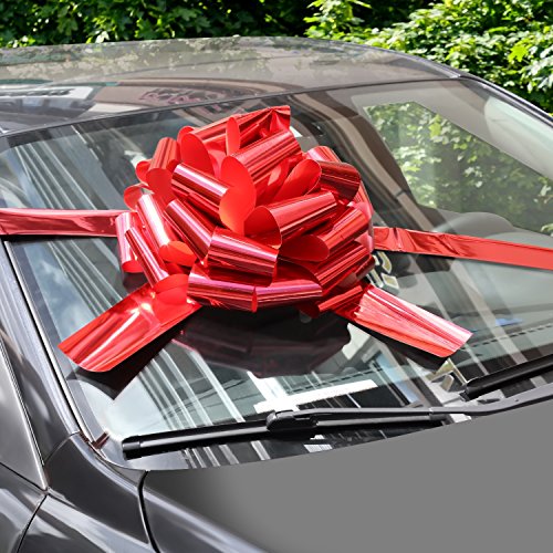 WXJ13 - Lazos de coche con cinta de 6 m para regalos de Navidad, decoración de regalo, bailes, fiestas sorpresas, nuevas casas, color rojo brillante