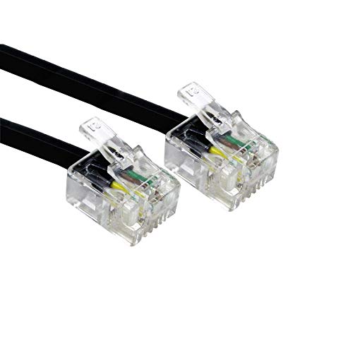 Cable ADSL 20m Alida Systems; Alta calidad, pines chapados en oro, para internet de banda ancha de alta velocidad; Conexión del enrutador o módem al microfiltro o al enchufe del teléfono RJ11, Negro