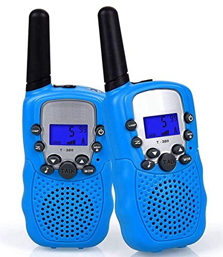 Flybiz Walkie Talkie Niños PMR446 8 Canales LCD Pantalla Función VOX 10 Tonos de Llamada Bloqueo de Canal Linterna Incorporado 8 Canales LCD Pantalla VOX (Azul)