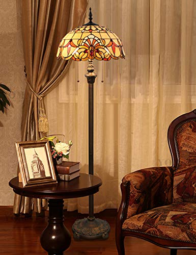 Lámpara de pie Tiffany de 16 pulgadas Lámpara de sala de estar exquisita de lujo con diseño barroco