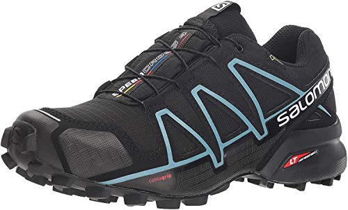 Salomon SPEEDCROSS 4 GTX W, Zapatillas de trail running para Mujer, Negro Black Black Metallic Bubble Blue, 36 2/3 EU