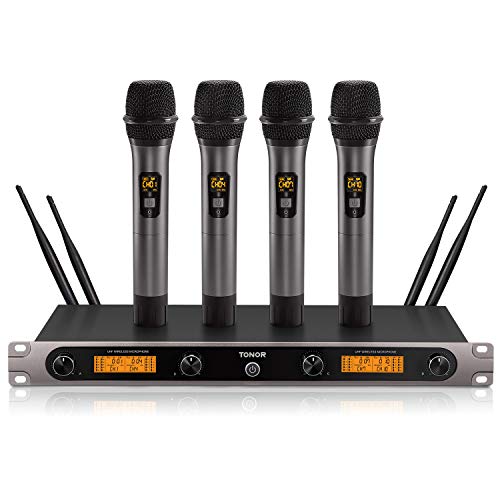 Sistema UHF de Micrófono Inalámbrico, TONOR Set de Karaoke con 3 Canales 4 Micrófonos para Fiestas, KTV, Iglesia, Bodas, Uso de DJ, Aire Libre, Actuación en el Escenario 60m (TW-820 Plus) Sistema UHF de Micrófono Inalámbrico, TONOR Set de Karaoke con 3 Canales 4 Micrófonos para Fiestas, KTV, Iglesia, Bodas, Uso de DJ, Aire Libre, Actuación en el Escenario 60m (TW-820 Plus)