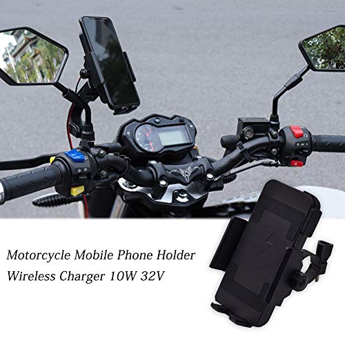 Soporte para teléfono móvil con cargador inalámbrico para motocicletas de 32 V, soporte universal para GPS de 10W para ciclismo, soporte deportivo para deportes, soporte para teléfono para bicicletas