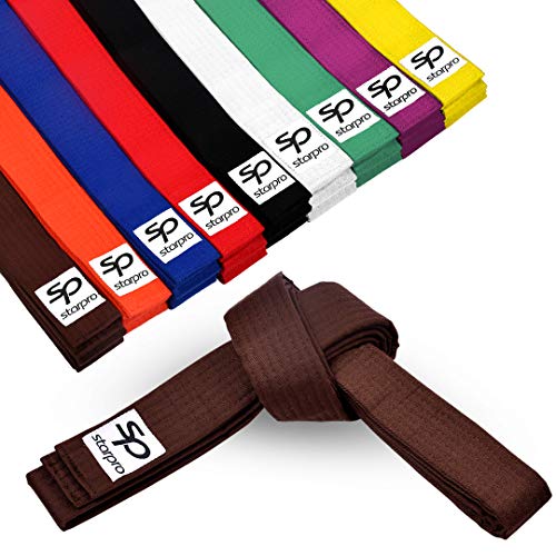 Starpro Cinturones Karate Judo Taekwondo - Diseño Duradero y Liviano | Cinturón Clasificación 9 Colores Algodón 100% Grueso Siete Costuras | 240cm 280cm 320cm