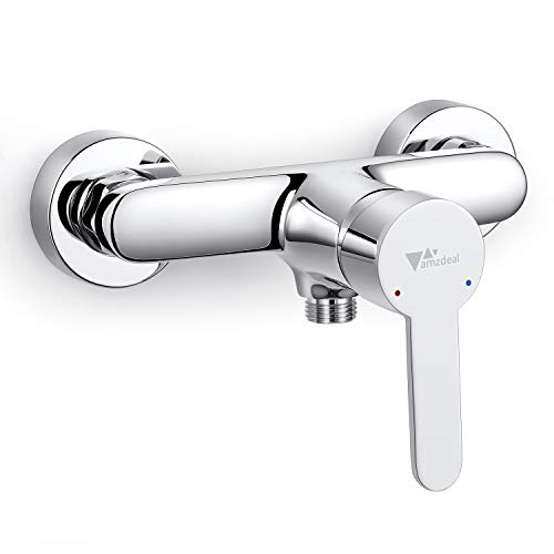 Amzdeal Grifo de ducha Mezclador de ducha con Cuerpo de cobre Grifo monomando de ducha de Mango de aleación de titanio, Plateado Amzdeal Grifo de ducha Mezclador de ducha con Cuerpo de cobre Grifo monomando de ducha de Mango de aleación de titanio, Plateado