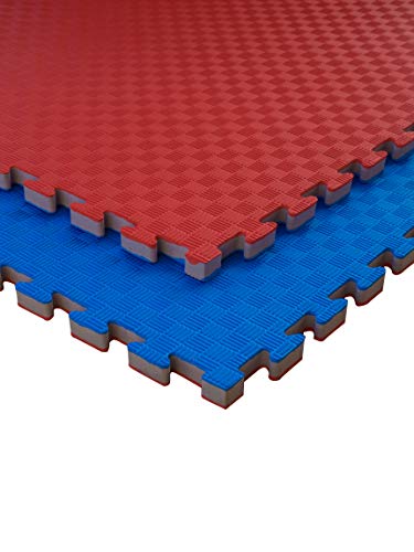 JOWY Estructura Tatami Puzzle para Gimnasio Artes Marciales Judo | Suelo Tatami Profesional 25mm Color Rojo y Azul Reversible