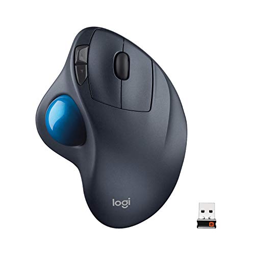 Logitech M570 Trackman Ratón Trackball Inalámbrico, 2,4 GHz con Receptor USB Unifying, Botón Rueda, Batería 18 Meses, PC/Mac/Portátil, Negro