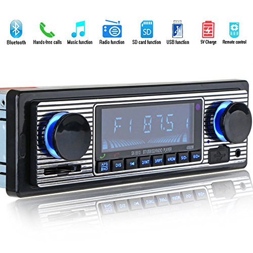 REFURBISHHOUSE Reproductor de MP3 Bluetooth Radio Vintage para Coche Audio Estereo de USB AUX Classic para el Coche