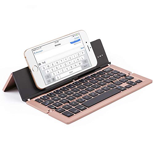 YUHUANG Mini portátil Teclado Plegable para el teléfono Android iOS Tablet PC iPad Bluetooth Plegable Teclado Tres Sistema de telefonía móvil de aleación de Aluminio de la Tableta,4