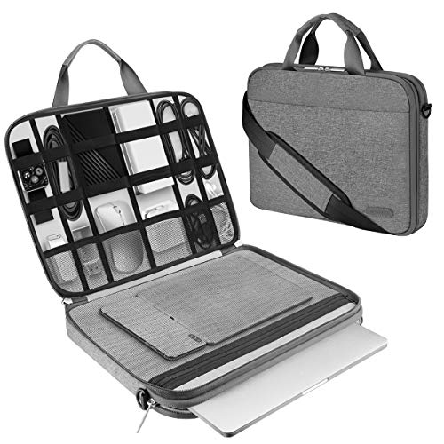 Arvok Funda para portátil de Estuche para Accesorios con Correa y asa, maletín para Ordenador portátil Maletín para Acer/ASUS/DELL/Lenovo/HP (15.6-Pulgadas, Gris)