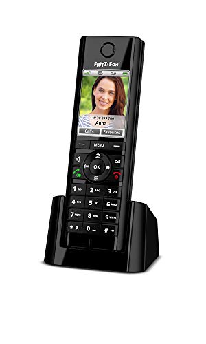 AVM FRITZFon C5 International - Teléfono inalámbrico DECT, pantalla a color, telefonía HD, menú en Español, Negro, 180
