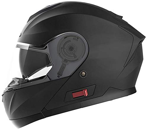 Casco Moto Modular ECE Homologado - YEMA YM-926 Casco de Moto Integral Scooter para Mujer Hombre Adultos con Doble Visera-Negro Mate-XL