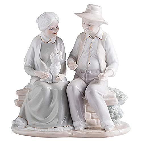 Ertyuk-Decor Escultura Cerámica Decoración Estatuas Figuritas Figura de cerámica Decoraciones de anciana y Abuelo para Enviar Regalos de cumpleaños a los Padres