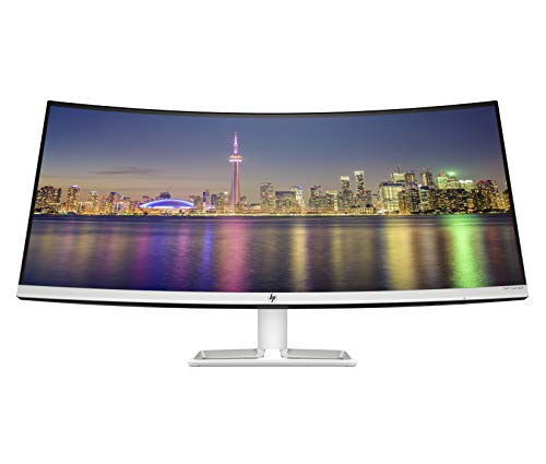 HP 34f - Monitor curvo de 34" Ultra WQHD (3440 x 1440 a 60 Hz, 5 ms, AMD FreeSync, 21:9, 3 x USB 3.0, 2 x HDMI 2.0), Color Plateado