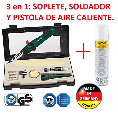 SOLDADOR A GAS PROFESIONAL RECARGABLE 3/1 SOLDAR, SOPLETE, AIRE CALIENTE NUEVO A GAS CON ESTUCHE Y BOTELLA DE GAS EXTRA DE RECARGA