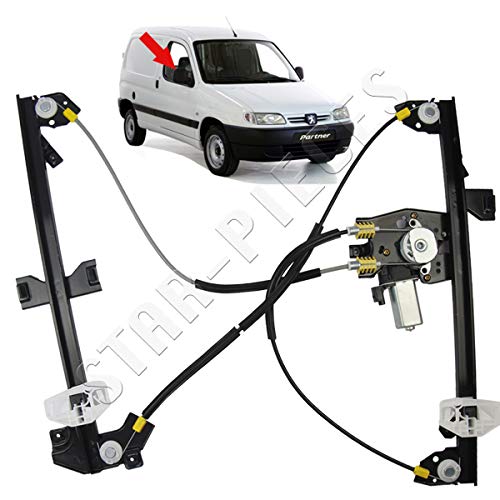 STARKIT PERFORMANCE Elevalunas eléctrico delantero derecho copiloto con motor para Citroën Berlingo y Peugeot Partner de 1996 a 2008