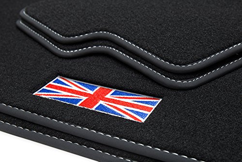 teileplus24 501 Juego de esterillas Exclusive 'Union Jack' con Borde de Cinta y Costuras Decorativas