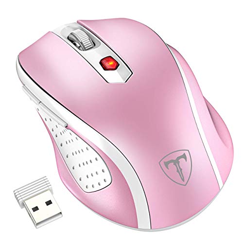 VicTsing Ratón Portátil, 2.4G Inalámbrico con Receptor Nano, 5 dpi Adjustables, Rosa