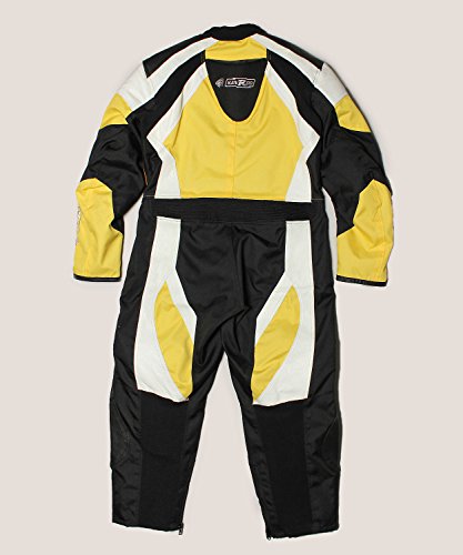 Zerimar KENROD Mono completo de motos para niños 100% piel Color negro/blanco/amarillo Talla 14