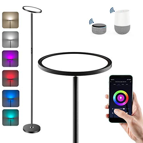 Anten LED Lámpara de Pie Regulable, WiFi Inteligente Luz de Pie Salon Multicolor Funciona Compatible Alexa/Google Home, 25W RGB Regulable y Blanco Cálido a Frío