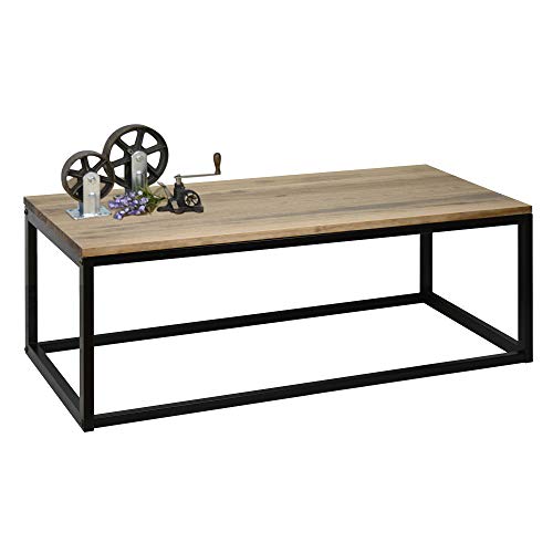 DS Dropshipping Mesa de Centro o Auxiliar iCub. Color Negro. Diseño Industrial Vintage. 70x45x40cm. Fabricada en Madera de Pino teñida con tintes Naturales y Estructura de Tubo de Acero.