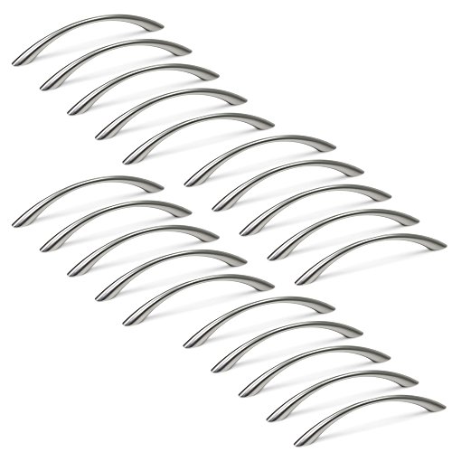 Emuca - Tirador para muebles, tirador para cajón, armario, mueble de cocina, baño, dormitorio y oficina, CC 128mm, niquel satinado, lote de 20 manillas Emuca - Tirador para muebles, tirador para cajón, armario, mueble de cocina, baño, dormitorio y oficina, CC 128mm, niquel satinado, lote de 20 manillas