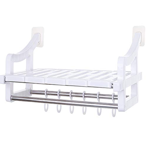 Estante para toallas sin perforaciones, artículos de tocador de baño multifuncionales Estante para almacenamiento, acero inoxidable Toalla de doble capa Riel para baño Montado en el baño Estante para