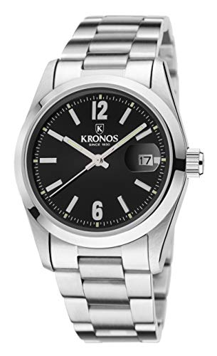Kronos - Elegance Black 968.8N.52 - Reloj Unisex de Cuarzo, Brazalete de Acero, Color Esfera: Negra