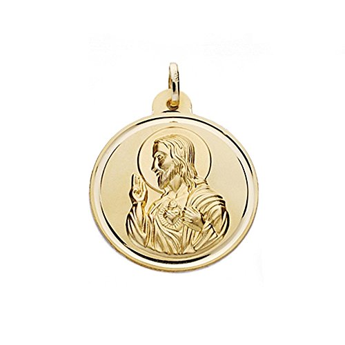 Medalla oro 18k escapulario 28mm. Virgen del Carmen Corazón de Jesús bisel Medalla oro 18k escapulario 28mm. Virgen del Carmen Corazón de Jesús bisel