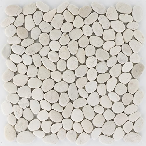 piedra natural mosaico azulejos Blanco flusskiesel pared suelo ducha inodoro Cocina | 10 alfombrillas | Art: es de 47628 _ F