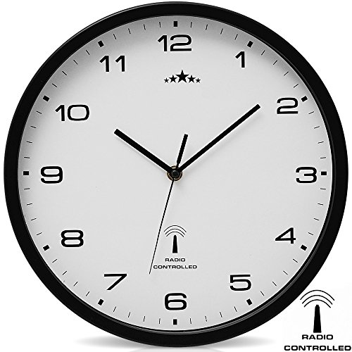 Reloj de Pared Radiocontrolado Reloj de Cuarzo Analógico 31 cm Ajuste de Hora Automático