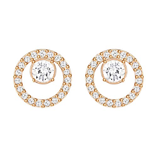 Swarovski Pendientes Creativity Circle, Blanco, Baño en tono Oro Rosa