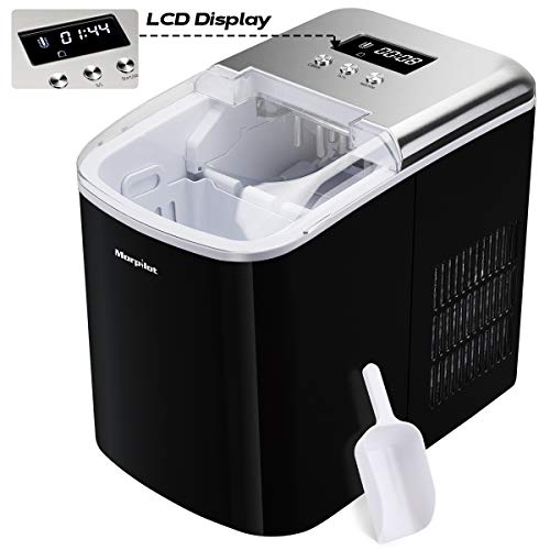 Máquina para Hacer Hielo, morpilot Fabricadora de Hielo, Cubitos 2 Tamaños Pequeño/Grande, Producción en 7-8 Minutos, Hace 12KG/24 Horas, Pantalla LCD, Apagado Automático, Silencio, Autolavado, 2.1L Máquina para Hacer Hielo, morpilot Fabricadora de Hielo, Cubitos 2 Tamaños Pequeño/Grande, Producción en 7-8 Minutos, Hace 12KG/24 Horas, Pantalla LCD, Apagado Automático, Silencio, Autolavado, 2.1L