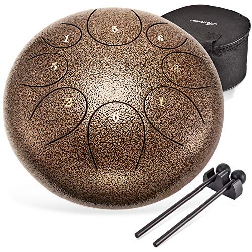 Asmuse Tambor Metálico de Lengüetas Acero Tambor de la Lengua Tongue Drum nstrumentos 10 Pulgadas con 8 teclas de notas y mazo Llevar Bolsas y Pegatina de notas Asmuse Tambor Metálico de Lengüetas Acero Tambor de la Lengua Tongue Drum nstrumentos 10 Pulgadas con 8 teclas de notas y mazo Llevar Bolsas y Pegatina de notas