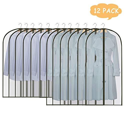 GoMaihe Fundas de Ropa 12 PCS, 60 x 120 / 100cm Bolsa de Traje Transparente Bolsas de Ropa, Vestido de Noche Vestido de Novia Abrigos Camisas Polilla Protección Repelente al Agua, Negro GoMaihe Fundas de Ropa 12 PCS, 60 x 120 / 100cm Bolsa de Traje Transparente Bolsas de Ropa, Vestido de Noche Vestido de Novia Abrigos Camisas Polilla Protección Repelente al Agua, Negro