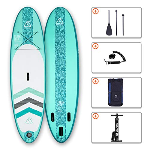 SEAPLUS Tabla de Paddle Surf Hinchable Sup Inflatable Stand up Paddle Board CL-G 10’6”*32”*6” con Inflador/Remo de Aluminio/Mochila/Leash/Fin, Carga hasta 130 Kg