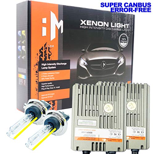 Wattstar H7 HID Headlight Bulbs,42W 5500 LM Bright White HID H7 Xenon Headlights Conversion Kit with Super Canbus,DC 12V,6000k Car Light Restoration Kit,IP67 Waterproof,Pack of 2