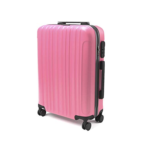 Eglemtek ABS Maleta Equipaje de mano cabina rígida ligera con 4 ruedas, 55cm ,trolley cáscara dura color rosado