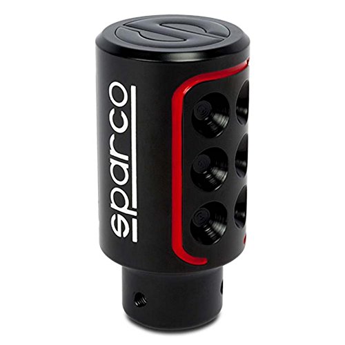 Sparco SPC0103 Pomo de Cambio de Marcha para Coche Racing Color Logo Universal, Negro/Rojo