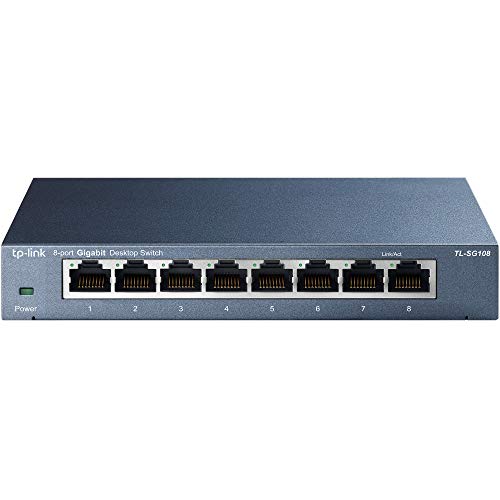 TP-Link TL-SG108 - Switch Gigabit de Escritorio Red con 8 Puertos (10/100/1000 Mbps, Carcasa de Acero, IEEE 802.3 X, Auto-MDI/MDIX, Plug and Play, Ahorro de Energía, Puertos RJ45, Fácil de Usar) TP-Link TL-SG108 - Switch Gigabit de Escritorio Red con 8 Puertos (10/100/1000 Mbps, Carcasa de Acero, IEEE 802.3 X, Auto-MDI/MDIX, Plug and Play, Ahorro de Energía, Puertos RJ45, Fácil de Usar)