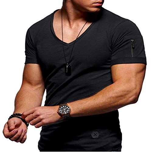 Verano Nuevo Cuello Redondo Slim Hombres de Manga Corta Camiseta de algodón Camisa de Fondo