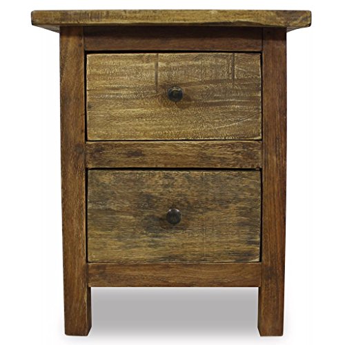 Vislone Mesita de Noche de Madera Maciza reciclada con 2 Cajones,marrón y cajón 40x30x51 cm Vislone Mesita de Noche de Madera Maciza reciclada con 2 Cajones,marrón y cajón 40x30x51 cm